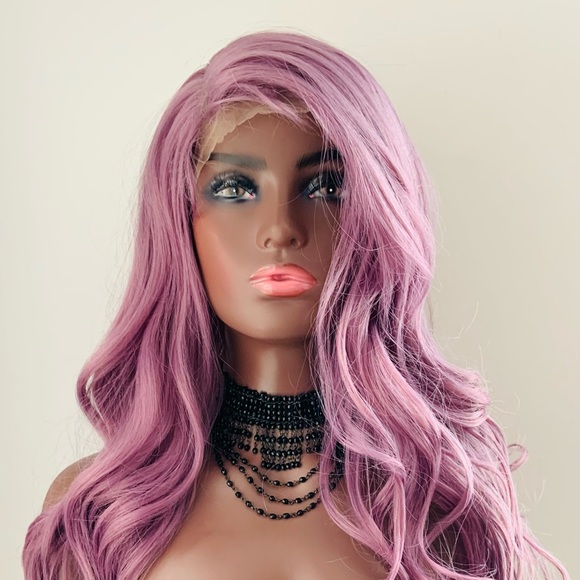 28” Premium Fiber Plum Color Versatile 4x4 Lace Front Wig 💜 - Picture 3 of 13